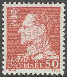 Danmark – F  455 a Frederik IX 50 öre röd **