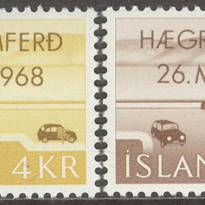 Island – F  456-457 Högertrafiken 1968, 2 kpl **
