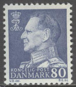 Danmark – F  456 a Frederik IX 80 öre blå **