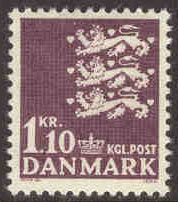 Danmark – F  459 Lilla Riksvapnet 1.10 kr mörkviolett **