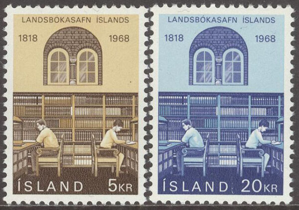 Island - F  459-460 Nationalbiblioteket 150 år, serie 2 kpl **