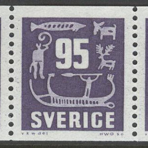 Sverige – F  466 x 5 Hällristningar, 95 öre violett, 5-strip kpl **