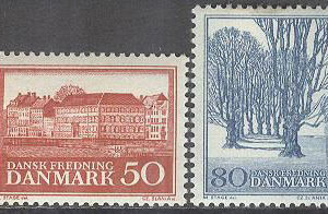 Danmark – F  468-469 a Naturskyddet – Byggnad – Träd, serie 2 kpl **