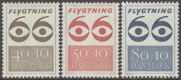Danmark - F  471-473 Flyktingdagen 1966, 3 kpl **
