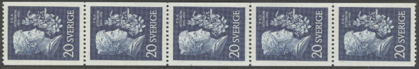 Sverige - F  476 A x 5 Pehr Daniel Amadeus Atterbom, 20 öre mörkblå, 5-strip kpl **