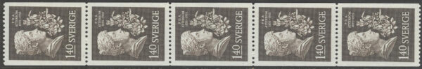 Sverige - F  477 x 5 Pehr Daniel Amadeus Atterbom, 1,40 kr brun, 5-strip kpl **