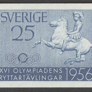 Sverige – F  479 A x 5 Ryttarolympiaden 1956, 25 öre blå, 5-strip kpl **
