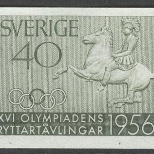 Sverige – F  480 x 5 Ryttarolympiaden 1956, 40 öre grön, 5-strip kpl **