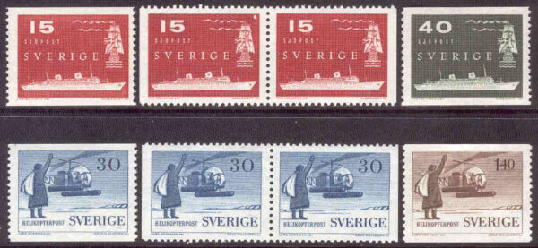 Sverige - F  488-491 Sjö- och helikopterpost, 8 kpl **
