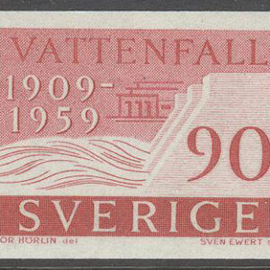 Sverige – F  501 x 5 Vattenfall 50 år, 90 öre röd, 5-strip kpl **