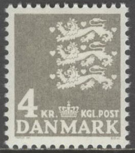 Danmark – F  510 Lilla Riksvapnet 4,00 kr grå **