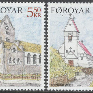 Färöarna – F  511-512 Jul 2004 – Kyrkor bla Vágur kyrka, serie 2 kpl **