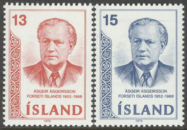 Island - F  517-518 Ásgeir Ásgeirsson - Islands 2:a president, serie 2 kpl **
