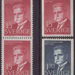 Sverige – F  519-520 Hjalmar Branting, 4 kpl **