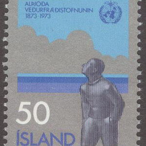 Island – F  521 Internationella Väderlekstjänsten WMO 100 år, märke kpl **
