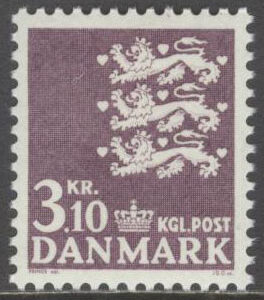 Danmark – F  524 Lilla Riksvapnet 3,10 kr violett **