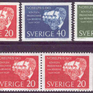 Sverige – F  529-531 Nobelpristagare 1901, 5 kpl **
