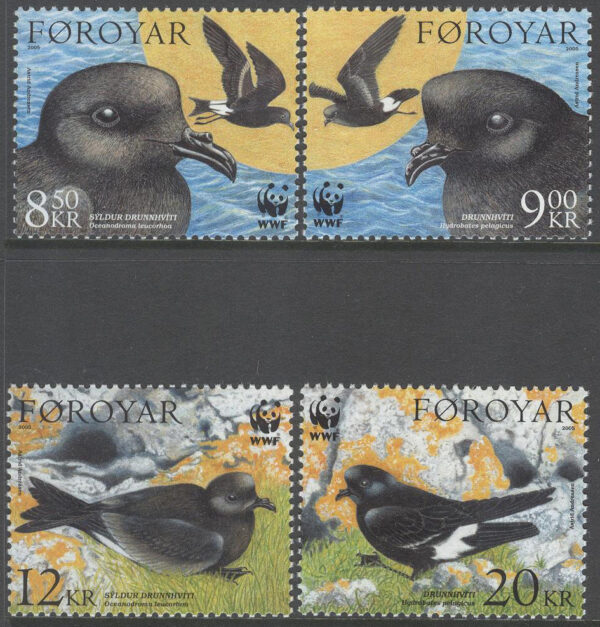 Färöarna - F  530-533 Fåglar - Stormsvala - WWF, serie 4 kpl **