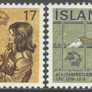 Island – F  535-536 Världspostföreningen UPU 100 år, serie 2 kpl **
