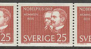 Sverige – F  540 A x 5 Nobelpristagare 1902, 5-strip kpl **