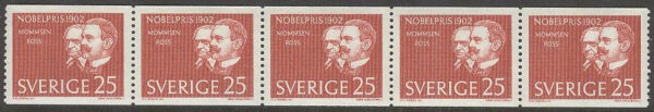 Sverige - F  540 A x 5 Nobelpristagare 1902, 5-strip kpl **