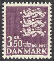 Danmark – F  552 Lilla Riksvapnet 3.50 kr violett **