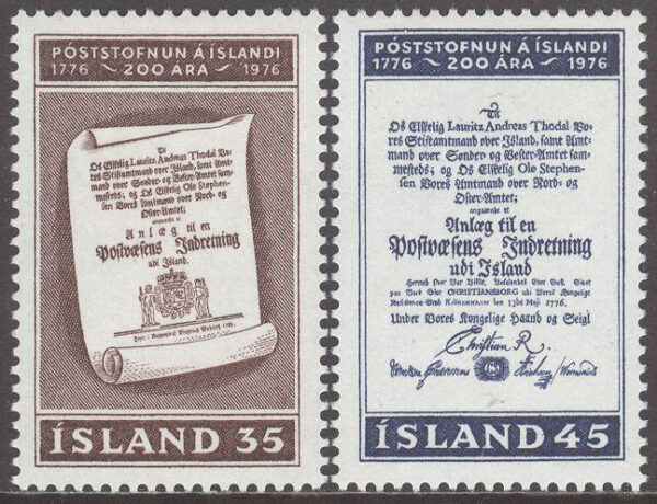Island - F  553-554 Isländska Posten 200 år, serie 2 kpl **
