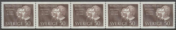Sverige - F  554 x 5 Nobelpristagare 1903, 5-strip kpl **