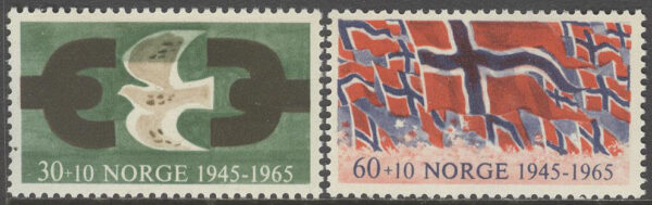 Norge - F  560-561 Norges frigörelse 20 år, 2 kpl **