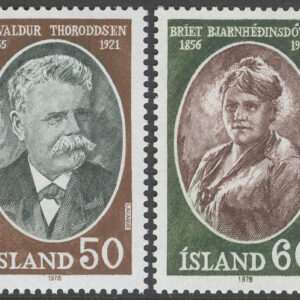 Island – F  565-566 Kända islänningar II bla P Thoroddsen, serie 2 kpl **