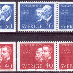 Sverige – F  570-571 Nobelpristagare 1905, 6 kpl **