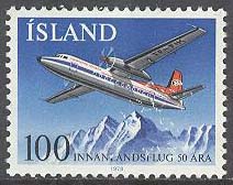 Island – F  570 Inriksflyget 50 år bla Fokker Friendship, 100 kr **