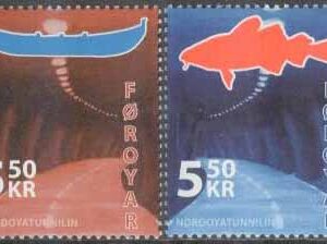 Färöarna – F  572-573 Nordoya tunneln – Fiskar & Båtar, 2 kpl **