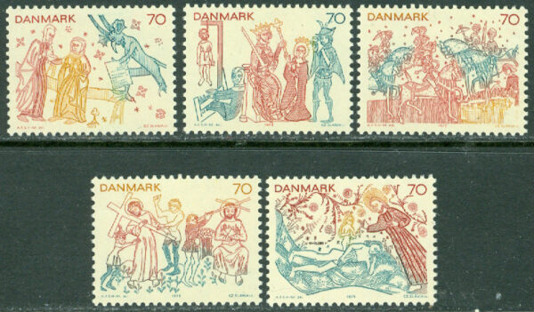Danmark - F  575-579 Kyrkmålningar, 5 kpl **