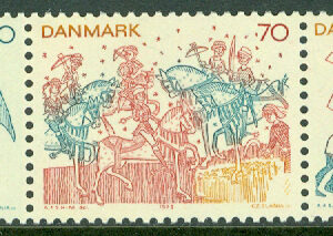 Danmark – F  575-579 Kyrkmålningar, 5-strip kpl **