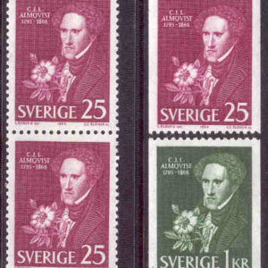 Sverige – F  585-586 Carl Jonas Love Almqvist, 4 kpl **