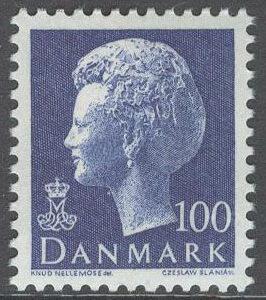 Danmark – F  586 Drottning Margrethe. Typ I 100 öre blå **