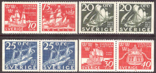 Sverige - F  587-592 Fartyg på frimärken, 8 kpl **