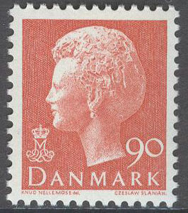 Danmark – F  596 b Drottning Margrethe. Typ I 90 öre röd **