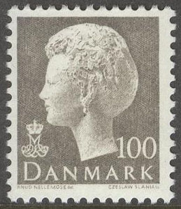 Danmark – F  611 Drottning Margrethe. Typ I 100 öre grå **