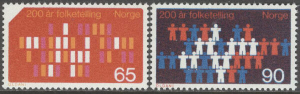 Norge - F  623-624 Folkräkningen 200 år, 2 kpl **