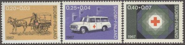 Finland - F  634-636 Finlands Röda Kors 90 år, 3 kpl **