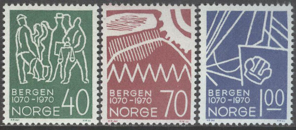 Norge - F  640-642 Staden Bergen 900 år, 3 kpl **