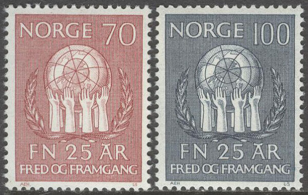 Norge - F  643-644 Förenta Nationerna 25 år 1970, 2 kpl **