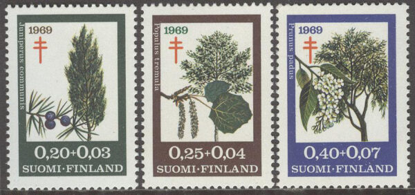 Finland - F  661-663  Antituberkulos 1969 Skogsindustri II - Träd, 3 kpl **
