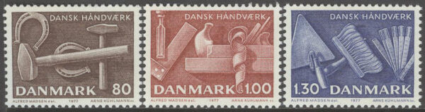 Danmark - F  670-672 Danskt hantverk bla Hästskor, 3 kpl **