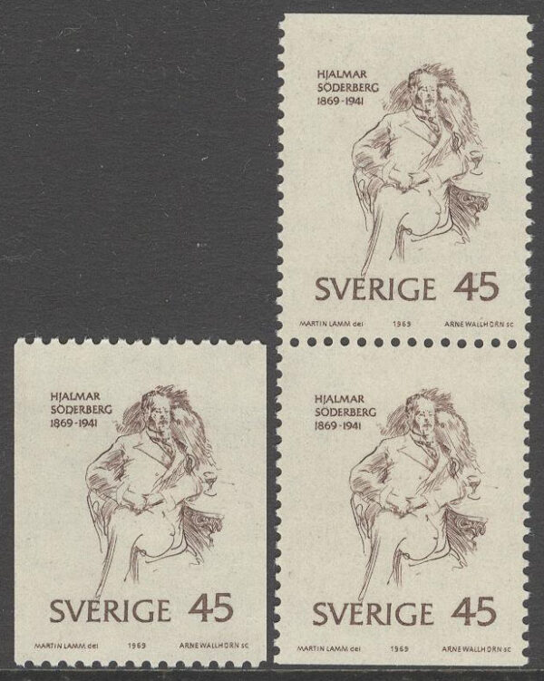 Sverige - F  672 Hjalmar Söderberg, författare, 3 kpl **