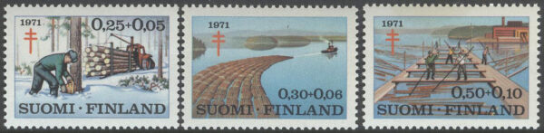 Finland - F  690-692 Antituberkulos 1971 Skogsindustri III Träd, 3 kpl **