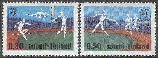 Finland - F  697-698 EM i Friidrott i Helsingfors 1971, 2 kpl **