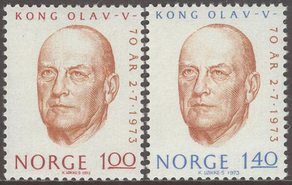 Norge - F  697-698 Kung Olav 70 år, 2 kpl **